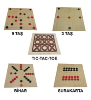 5 in 1, Ahşap TIC-TAC-TOE, 3 Taş, 9 Taş, Bihar ve Surakarta Akıl, Zeka ve Strateji Oyunu