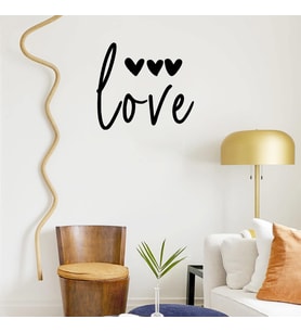 El Yazısı ile Yazılmış Love Duvar Yazısı Sticker 60x53cm - Siyah (Siyah)