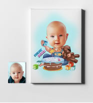 BK Gift Kişiye Özel Bebek Karikatür Kanvas Tablo 50x70cm 3