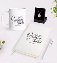 BK Gift Kişiye Özel Çocuk Gelişimi Öğretmeni Beyaz Kupa Defter Kalem ve İsimli Papatya Kolye Hediye Seti-2 (Model 1)