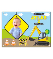 Doğum Günü Afişi Kişiye Özel İnşaat Konsepti 70x100cm