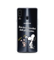 Snoopy Tasarımlı Süper Şeffaf Silikon Telefon Kılıfı Samsung A20s