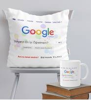 BK Gift Kişiye Özel Google En İyi Öğretmeni Temalı Yastık Kupa Seti - 1