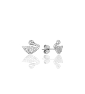 Söğütlü Silver Gümüş pırlanta modeli kuğu modeli küpe
