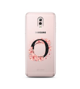 Pembe Çiçekli Harf Tasarım Süper Şeffaf Silikon Telefon Kılıfı Samsung C8  O-Har