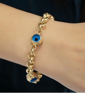 Papatya Silver Üç Nazar Gözlü Halloy Zincir Bileklik