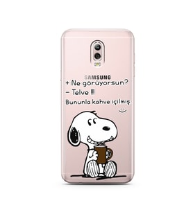 Snoopy Tasarımlı Süper Şeffaf Silikon Telefon Kılıfı Samsung C8 