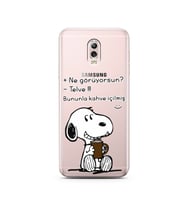 Snoopy Tasarımlı Süper Şeffaf Silikon Telefon Kılıfı Samsung C8 