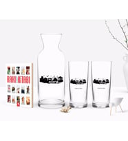 BK Gift Kişiye Özel Renkli Baskılı Adana Tasarımlı Turistik İkili Rakı Bardağı Karaf ve Cep Kitabı Hediye Seti-1 (Model 1)