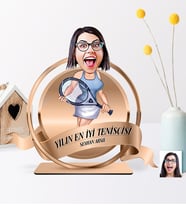 BK Gift Kişiye Özel Yılın En İyi Bayan Tenisçisi Karikatürlü 3D Ahşap Biblo Plaket - 1