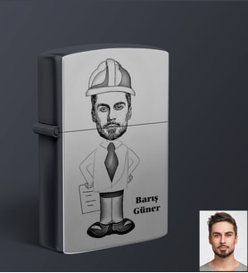 Kişiye Özel Mühendis Tasarımlı Karikatür Siyah Benzinli Çakmak Bay-1 (STD)