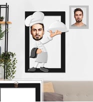 Kişiye Özel Aşçı Karikatürlü 3D Ahşap Tablo 30x47 Bay-3