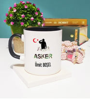 Asker Tasarımlı Kişiye Özel Asker Kupa Bardak Siyah