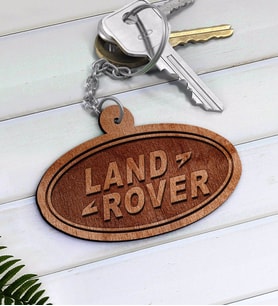 Land Rover Logolu Ahşap Anahtarlık-1 (Beyaz)