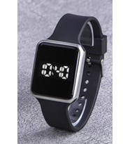 SaaTTino Gümüş Renk Silikon Kordonlu Dokunmatik Led Kasa Unisex Kadın Saat ST-30