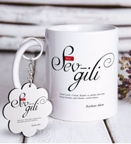 BK Gift Kişiye Özel Mânâ Sevgili Beyaz Kupa ve Anahtarlık Hediye Seti (Model 1)