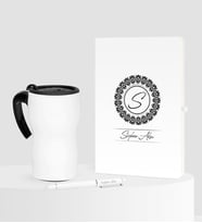 BK Gift Kişiye Özel İsimli Beyaz Defter Kalem Termos Mug Seti - 2