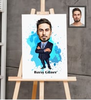 Kişiye Özel Patron Karikatürlü  Ahşap Tablo 30x47 Bay-12