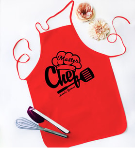 BK Gift Kişiye Özel Chef Kırmızı Mutfak Önlüğü  1