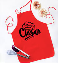 BK Gift Kişiye Özel Chef Kırmızı Mutfak Önlüğü  1