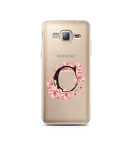 Pembe Çiçekli Harf Tasarım Süper Şeffaf Silikon Telefon Kılıfı Samsung J3 (2016)