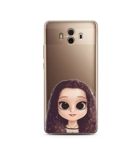 Kıvırcık Saçlı Kız Tasarımlı Süper Şeffaf Silikon Telefon Kılıfı Huawei Mate 10 