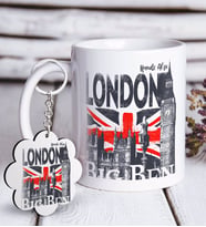 BK Gift Kişiye Özel London Beyaz Kupa ve Anahtarlık Hediye Seti-3 (Model 1)