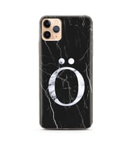 Iphone 11 Pro Max Siyah Mermer Harf Tasarımlı Telefon Kılıfı Ö-Harfi 