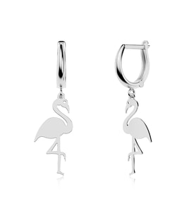 Sade Flamingo Beyaz Gümüş Küpe