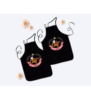 BK Gift Kişiye Özel İkili Yakışıklı ve Güzel Chef Siyah Mutfak Önlüğü Seti-4