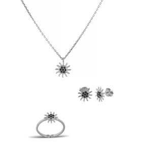 Güneş Gümüş Set İnlove Gümüş Kolye Set Takı (Beyaz)