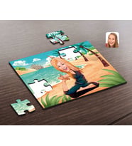 BK Gift Kişiye Özel Kadın Yoga Karikatürlü Ahşap Puzzle-2