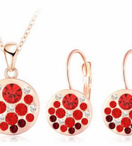 Kolye Küpe Set Red Passion Avusturya Kristal Rose Gold Altın Kaplama
