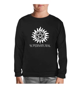 Supernatural Logo Siyah Çocuk Sweatshirt
