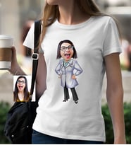 BK Gift Kişiye Özel Bayan Doktor Karikatür Beyaz Tişört  1