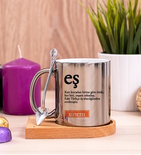 Eş Kelime Anlamı Ahşap Altlıklı Silver Kupa Bardak
