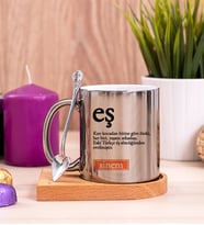 Eş Kelime Anlamı Ahşap Altlıklı Silver Kupa Bardak