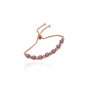 Asansörlü Gümüş Bileklik Nazar Boncuklu Roz Gümüş Bayan Bilekliği BLK-352 (Rose)