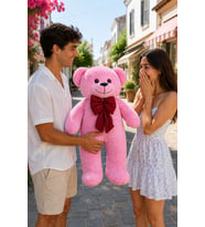 80 cm Rengarenk Papyonlu Ayıcık (%100 Yerli) (Pembe)
