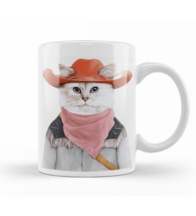 Kedi Rodeo Cat Kupa Bardak Porselen