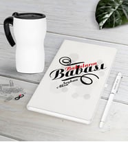 BK Gift Kişiye Özel Babaların Babası Beyaz Defter Kalem Termos Mug Seti-1 (Model 1)