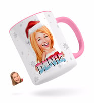BK Gift Kişiye Özel Kadın Yeni Yıl Karikatürlü Pembe Kupa Bardak-3