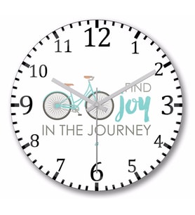 Find Joy in the Journey Bike  Duvar Saati Bombeli Gercek Cam
