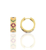 Söğütlü Silver Gümüş gold kilim modeli halka küpe