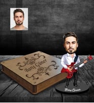 Kişiye Özel Gitarist Karikatürlü Ahşap Biblo Kutulu Bay-2