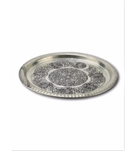 Kalaylı Eskitme Bakır Tepsi 24 cm