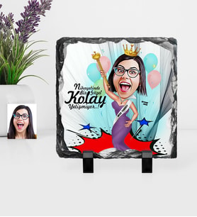 BK Gift Kişiye Özel Bayan Güzellik Kraliçesi Karikatürlü Dekoratif Doğal Taş  1