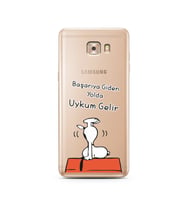 Snoopy Tasarımlı Süper Şeffaf Silikon Telefon Kılıfı Samsung C9 