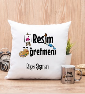 Resim Öğretmeni Yastık ve Silver Kupa Bardak