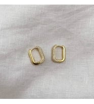 Zirkon Taşlı Gold Küpe